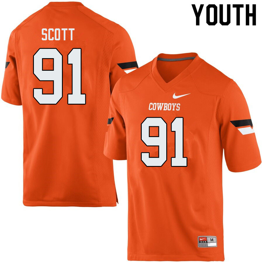 Youth #91 Mike Scott Oklahoma State Cowboys College Football Jerseys Sale-Orange
